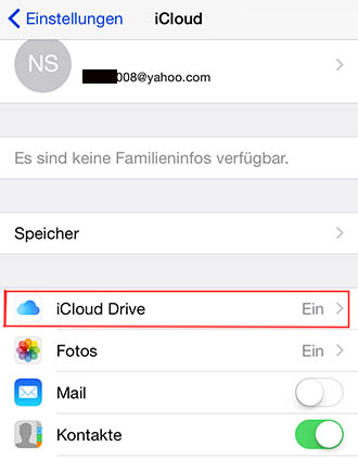 aktiviere iCloud Drive auf iPhone oder iPad